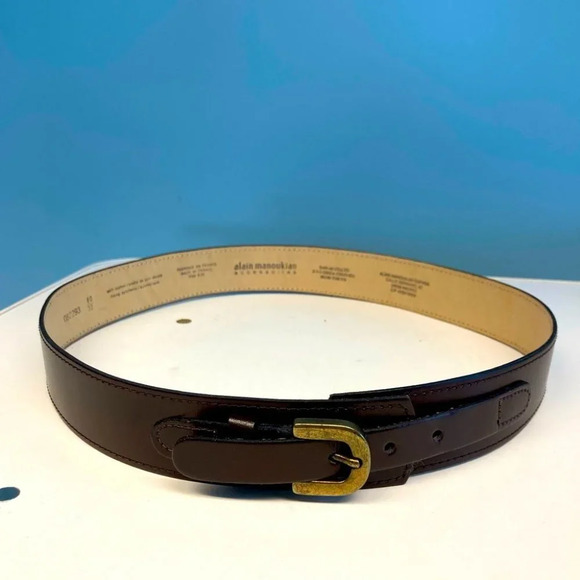 ALAIN MANOUKIAN Sz 80/32 Split  Leather Belt Made in France 1.25” wide - Picture 1 of 7